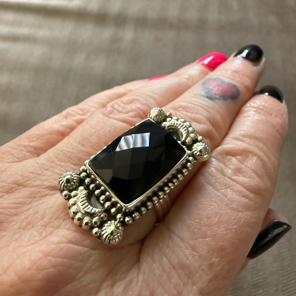 Elegant Black Onyx Silver Ring - NEW!
